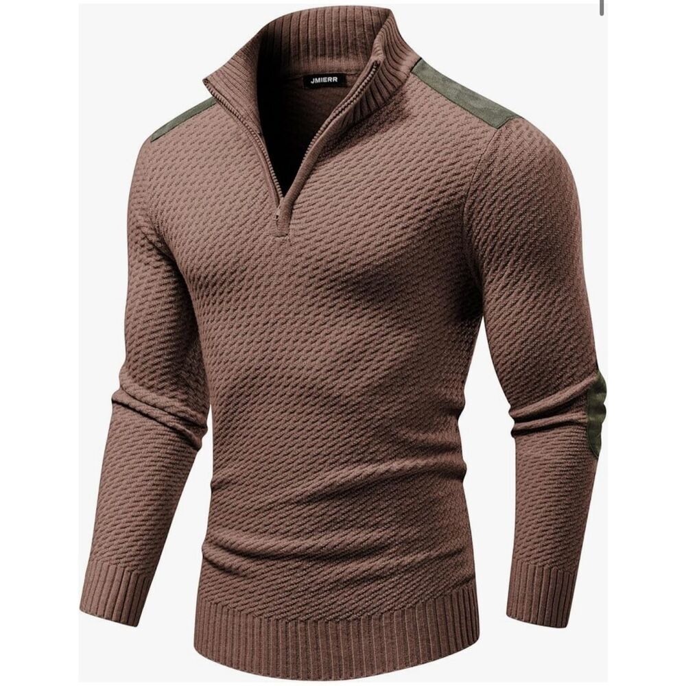 NEW~ Chesnut 1/4 Zip Cable Knit Pullover Long Sleeve Stand Collar Sweater 2X